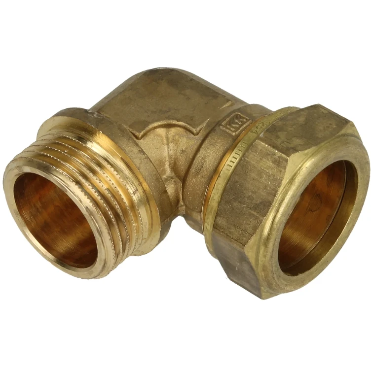 Messing knelkoppeling knie met uitwendig schroefdraad Ø 22 mm x 1" Bu
