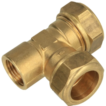 Messing knelkoppeling T-stuk Ø 22 x Ø 22 mm x 1/2" Bi