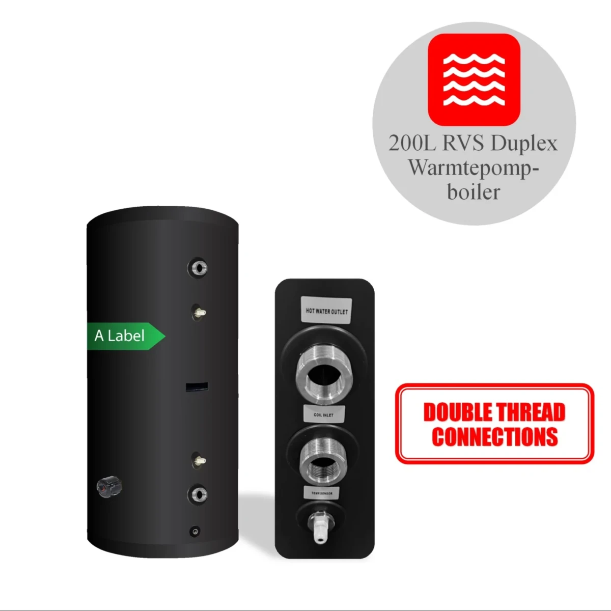 RVS boiler 200XL-LE1/ S-C4 Black - 200L