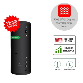 RVS Black Inline boiler - 1 XL 32mm warmtewisselaar - 300L