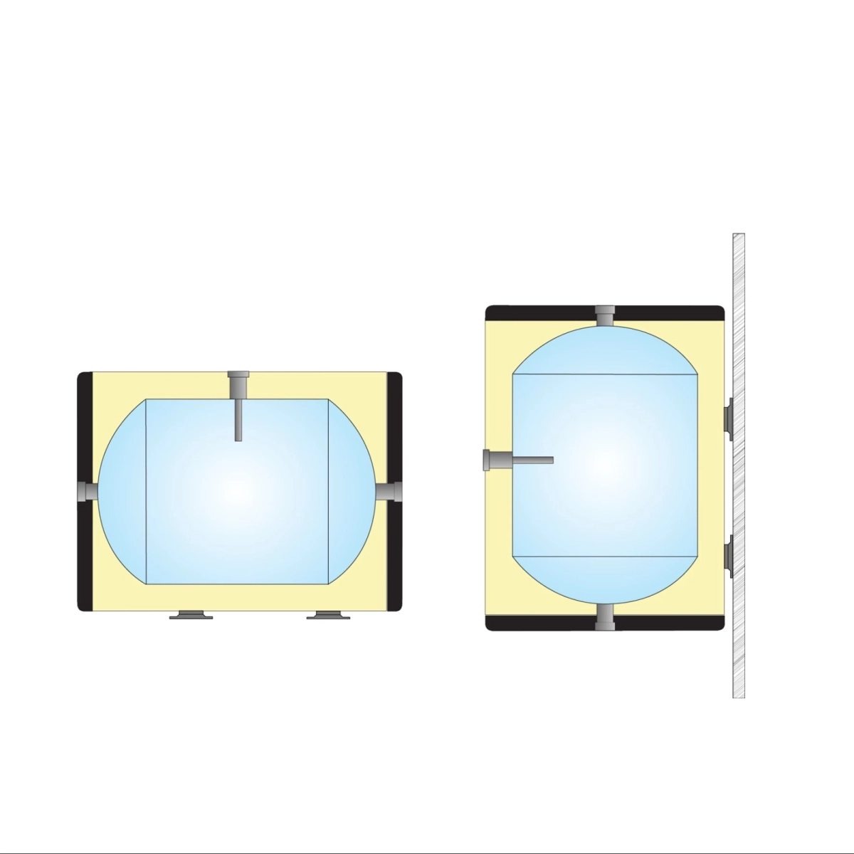 RVS buffervat - 3 aansluitingen - vloer/wand model - 50L - Afbeelding 5