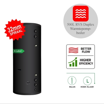 RVS Black Inline boiler - 1 XL 32mm warmtewisselaar - 500L