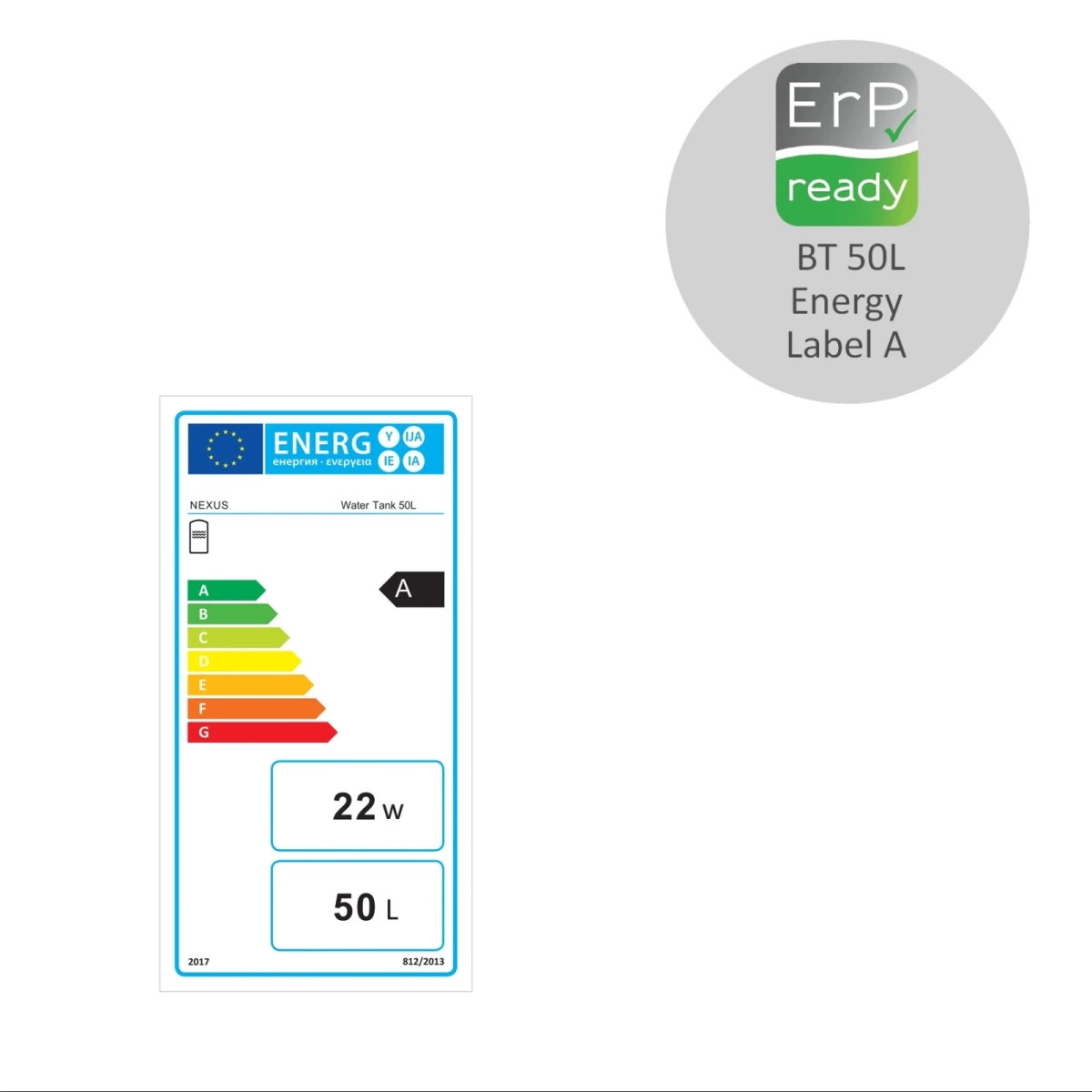 RVS buffervat - 3 aansluitingen - vloer/wand model - 50L - Afbeelding 2