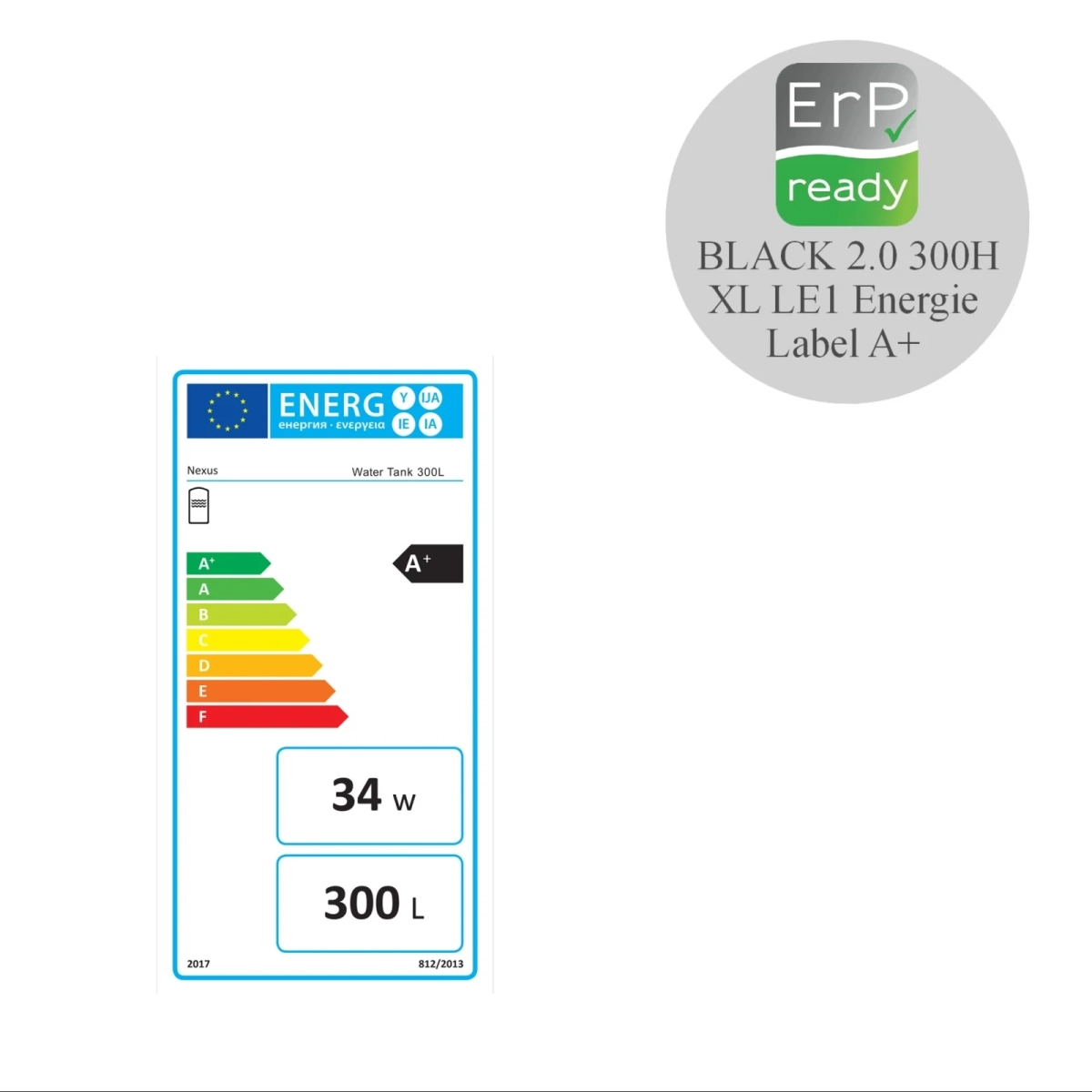 RVS Black 2.0 A+ boiler - 1 XL 32mm warmtewisselaar - horizontaal - 300L - Afbeelding 2