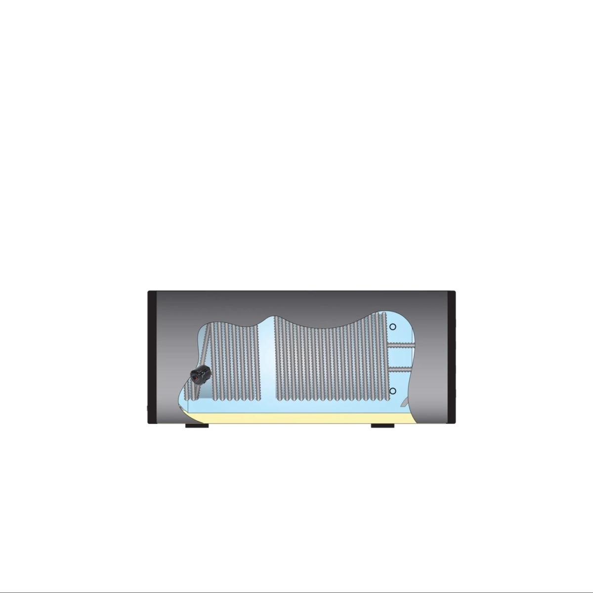 RVS boiler horizontaal - 300L - 2 XL 28mm warmtewisselaars - Afbeelding 4