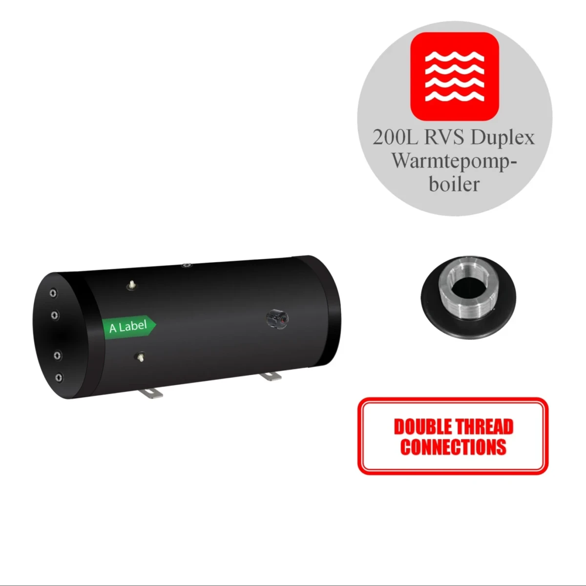 RVS Black series boiler horizontaal 200H XL-LE1 - 200L
