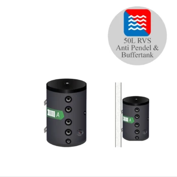 RVS buffervat black - vloer/wand model - 8 zijaansluitingen - 50L